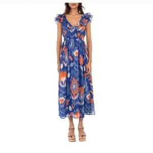 Banjanan Sz S Maya Midi Dress in poppy mallow